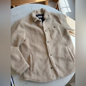 Marine Layer Beige Sherpa Button-Up Jacket L